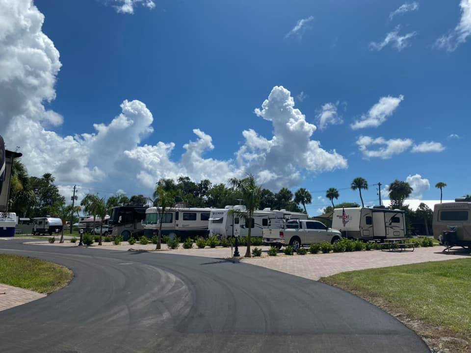 RV site street scene at Fisherman's Cove Waterfront Resort near Tampa, Florida